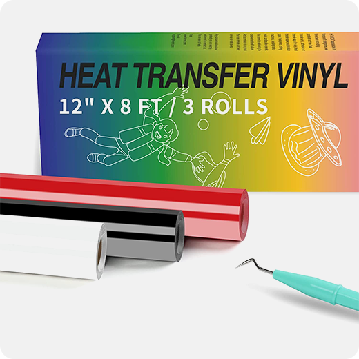 Red Heat Transfer Vinyl - Red Iron on Vinyl Rolls, 12 x 8ft