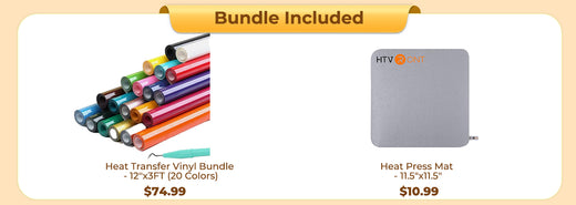 [HTV Bundle] T shirt Heat Press Machine-10"X10"+Great Valued  Bundle(20rolls HTV vinyl-20colors + Heat Press Mat ≥$86)