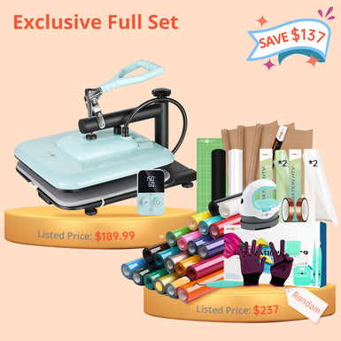 [Exclusive Full Set] HTVRONT Manual Heat Press Machine 15" x 15" 110V + Exclusive Full Set Worth $237