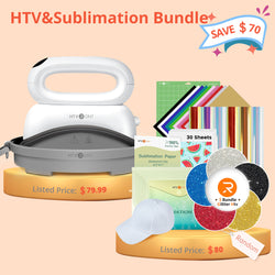 [HTV&Sublimation Bundle]HTVRONT Hat Heat Press Machine+HTV&Sublimation Bundle  (Glitter HTV*5+HTV*10+Holographic HTV*6+Sublimation paper*30+Sublimation HTV*5+Baseball Cap Blank+Cutting Mat≥80＄)