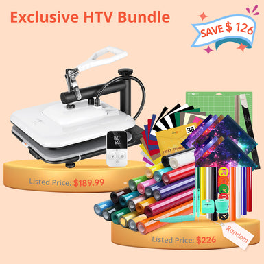 [Exclusive HTV Bundle] HTVRONT Manual Heat Press Machine 15" x 15" 110V + Exclusive HTV Bundle Worth $226