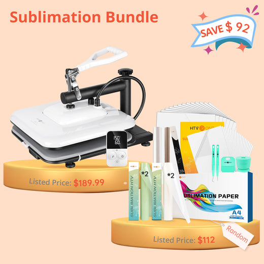 [Sublimation Bundle] HTVRONT Manual Heat Press Machine 15" x 15" 110V + Sublimation Bundle Worth $112