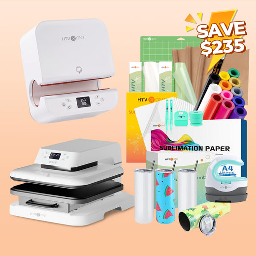 HTVRONT Auto+Tumbler Heat Press Machine + Materials Bundle