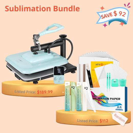 [Sublimation Bundle] HTVRONT Manual Heat Press Machine 15" x 15" 110V + Sublimation Bundle Worth $112