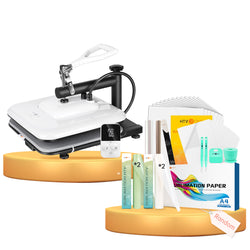 [Sublimation Bundle] HTVRONT Manual Heat Press Machine 15" x 15" 110V + Sublimation Bundle Worth $112