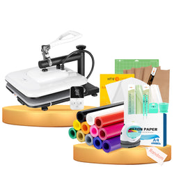 [Premium Mixed Bundle] HTVRONT Manual Heat Press Machine 15" x 15" 110V + Premuim Mixed Bundle Worth $184