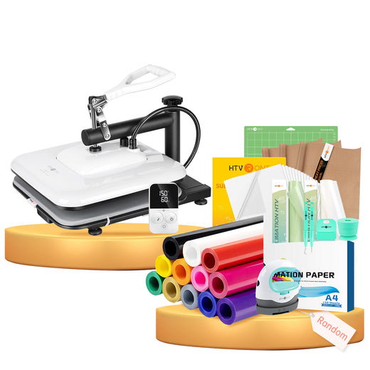 [Premium Mixed Bundle] HTVRONT Manual Heat Press Machine 15" x 15" 110V + Premuim Mixed Bundle Worth $184