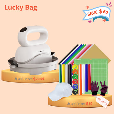 [Lucky Bag]Hat Heat Press Machine &Grab Bag (Baseball Cap Blank + HTV Materials + Random Tools≥60＄)