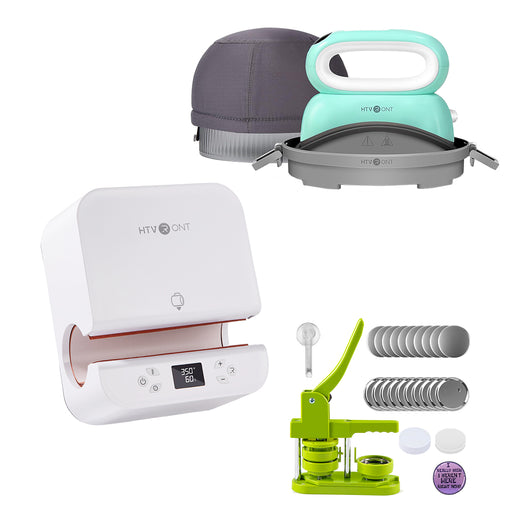 [Machine bundle]HTVRONT Auto Tumbler Heat Press+Hat Heat Press+Button Maker Machine 58mm with 110pcs Button supplies