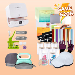 [All in one]HTVRONT Tumbler Press+Hat Press +Button Maker Machine+All in Bundle(Baseball Cap Blank*2+Glasses  16oz*8+HTV*10+PUFF HTV*5+Holographic HTV*6+Sumblimation Paper*25+Sumbli HTV*5+Transfer paper*10+Sticker Paper*30+Button Supplies+Tools≥206＄)