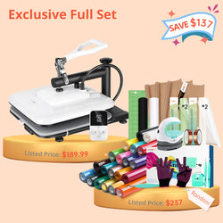 [Exclusive Full Set] HTVRONT Manual Heat Press Machine 15" x 15" 110V + Exclusive Full Set Worth $237