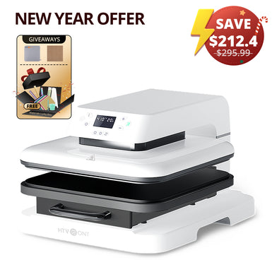 【New Year Deals】HTVRONT Auto Heat Press Machine 15" x 15" 110V - (2 Colors) & Free Accessories Box