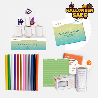 [Hallowenn Sublimation Mug Bundle] 6 Pack Mugs + Basic Sublimation & Sticker Vinyl Bundle