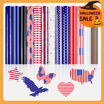 American Flag Heat Transfer Vinyl Bundle 12" x 10" - 13 Pack