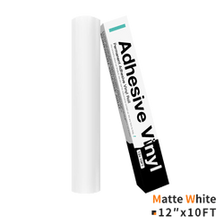 matte white Permanent Adhesive Vinyl Roll - 12"x10 Ft （35 Colors)