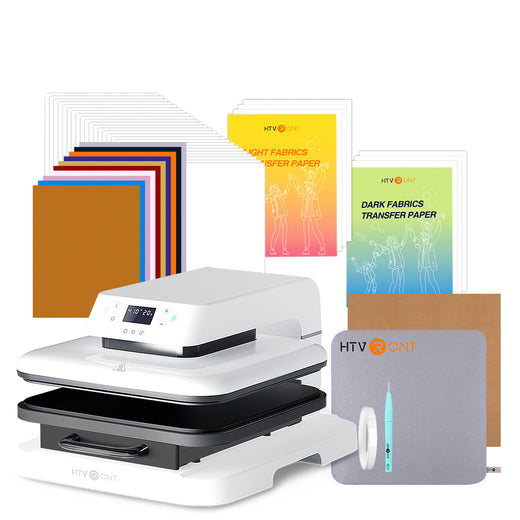 [Valentine's Day Offer] Auto Heat Press Machine 15" x 15" 110V with 52 Pcs Heat Press Accessories (HTV, Heat Transfer Paper, Subli Paper, Tools)