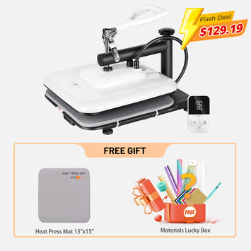 [⚡Flash Deal] HTVRONT Manual Heat Press Machine 15" x 15" 110V - (2 Colors) & Free Materials