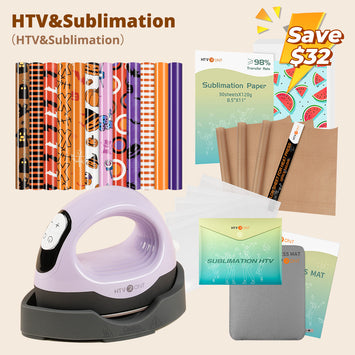 [🎃Halloween Bundle]HTVRONT Mini3 Heat Press+HTV&Sublimation Bundle(13sheet Halloween HTV+Sumblimation Paper*30+Sumblimation HTV*5+Heat Press Mat+PTFE Teflon Sheet*3≥56＄)