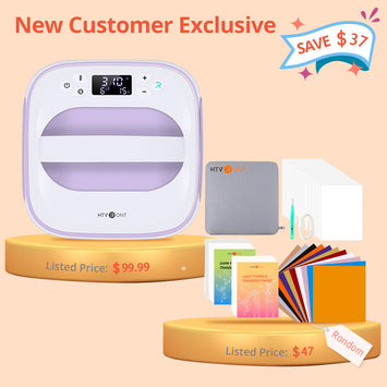 [New Customer Exclusive]HTVRONT T shirt Heat Press Machine-10"X10"+ Great Valued  Bundle(HTV vinyl*10+Sublimation paper*25+Heat Transfer Paper*10+ Heat Press Mat +Tools ≥37＄)