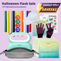 [Halloween Limited Offer]HTVRONT Hat Heat Press Machine+Limited Time Bundle(Baseball Cap Blank+PUFF HTV*8+Sumblimation Paper*30+Sumblimation HTV*5+PTFE Teflon Sheet+Gloves≥63＄)