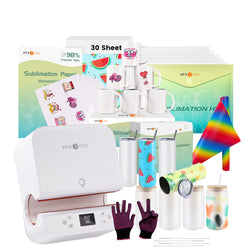 [Valentine's Day Offer] Auto Tumbler Heat Press Machine 120V +Super Valued Bundle(30pcs Sublimation Paper+6pack Sublimation Mugs Blank-11oz+4Pack Glass 16oz+4Pack Tumbler Blank- 20oz+Sublimation HTV*5+Sticker Paper*20+Glitter Rainbow Adhesive Roll≥$168)