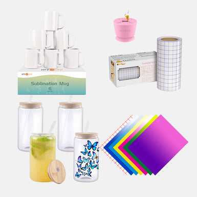 Mugs&glasses Blanks+Adhesive&Tools Bundle