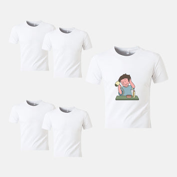 Unisex 5-Pack Polyester T-Shirts - White Blank