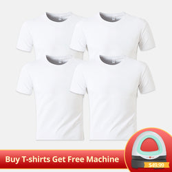 [Buy T-shirts get Free Mini Heat Press] 4-Packs Polyester T-Shirt Bundle - White Blank