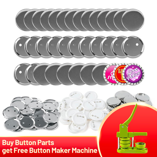 [Buy Button Parts get Free Button Maker Machine]HTVRONT Blank Button Making Supplies Bundle(910 Sets 58mm/2.25 inch for Button Maker Machine 58mm)for school,office,party