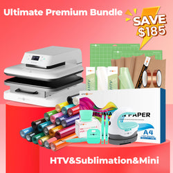 [Ultimate Premium Bundle] Auto Heat Press Machine 15" x 15" 110V + 20 rolls HTV Bundle 12“x3ft + Mini 2 Heat Press Machine + Sublimation & Tools Bundle