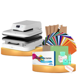 [HTV & Sublimation Bundle 3] Auto Heat Press Machine 15" x 15" 110V + Great Value Box ≥$85 (36 sheets HTV+150 sheets Sublimation Paper A4+Tools Bundle)