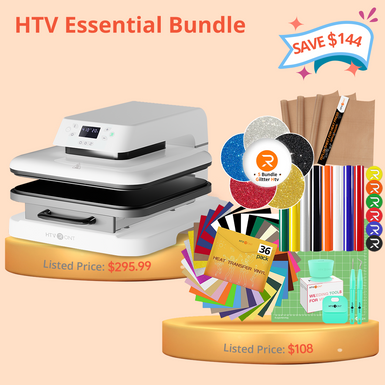 [HTV Essential Bundle] Auto Heat Press Machine 15" x 15" 110V + Heat Transfer Vinyl & Tools Bundle