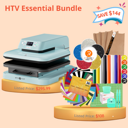 [HTV Essential Bundle] Auto Heat Press Machine 15" x 15" 110V + Heat Transfer Vinyl & Tools Bundle