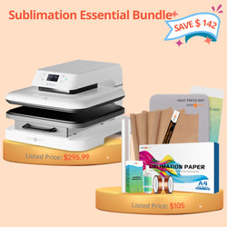 [Sublimation Essential Bundle] Auto Heat Press Machine 15" x 15" 110V + Sublimation & Tools Essential Bundle