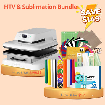 [HTV & Sublimation Bundle] Auto Heat Press Machine 15" x 15" 110V + HTV & Sublimation Everything Bundle