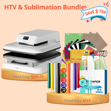 [HTV & Sublimation Bundle] Auto Heat Press Machine 15" x 15" 110V + HTV & Sublimation Everything Bundle