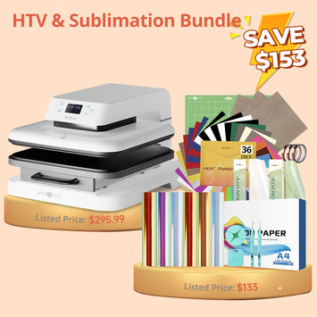 [HTV & Sublimation Bundle] Auto Heat Press Machine 15" x 15" 110V + HTV & Sublimation Everything Bundle