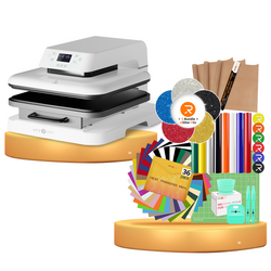 [HTV Essential Bundle] Auto Heat Press Machine 15" x 15" 110V + Heat Transfer Vinyl & Tools Bundle