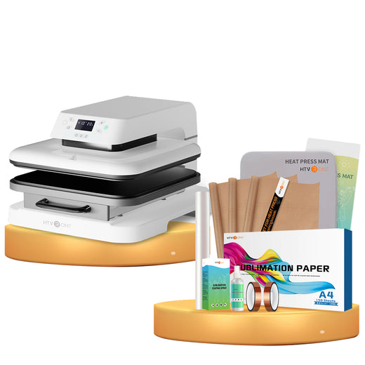 [Sublimation Essential Bundle] Auto Heat Press Machine 15" x 15" 110V + Sublimation & Tools Essential Bundle