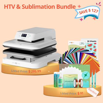 [HTV & Sublimation Bundle] Auto Heat Press Machine 15" x 15" 110V + HTV & Sublimation & Tools Bundle