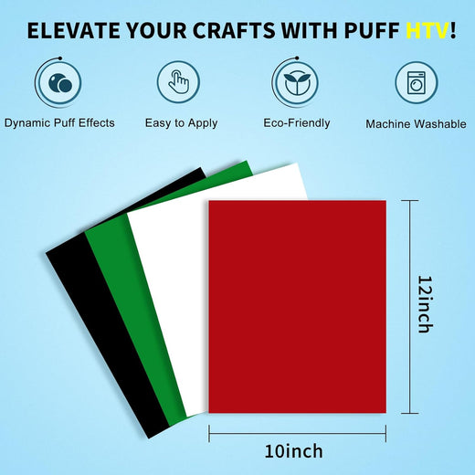 Puff HTV Bundle] Multicolor Puff HTV- 8 Sheets Assorted Colors 12“x10 –  HTVRONT