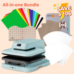 [All-in-one Bundle] Auto Heat Press Machine 15" x 15" 110V + T Shirt Heat Press Kit (Include Vinyl&Sublimation Bundle, Tools&Heat Press Mat)