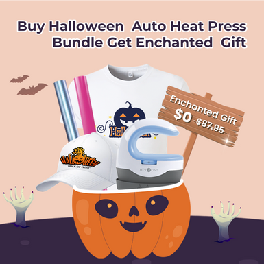 Free Enchanted Gift: 1 Portable Mini2 Heat Press & 1 Pack L Size T-shirt & 1 Baseball Cap & 2 Rolls Special Vinyl