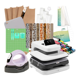 [Ultimate Premium Bundle]HTVRONT Auto2 Heat Press+Starter Kit(Multicolor HTV Roll*20+150 sheets Sublimation Paper A4+Sublimation HTV Roll+PUFF HTV*5+Animal Patterned HTV*8+Mini3 Heat Press Machine+Heat Press Mat+PTFE Teflon Sheet+Weeding Tools≥238＄)