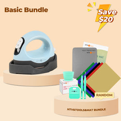 [Basic Bundle]HTVRONT Mini3 Heat Press+HTV&Tools Bundle(Multicolor  HTV*5+Heat Press Mat+3 Packs PTFE Teflon Sheet≥25＄)