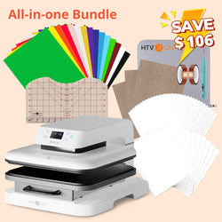 [All-in-one Bundle] Auto Heat Press Machine 15" x 15" 110V + T Shirt Heat Press Kit (Include Vinyl&Sublimation Bundle, Tools&Heat Press Mat)