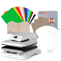 [All-in-one Bundle] Auto Heat Press Machine 15" x 15" 110V + T Shirt Heat Press Kit (Include Vinyl&Sublimation Bundle, Tools&Heat Press Mat)