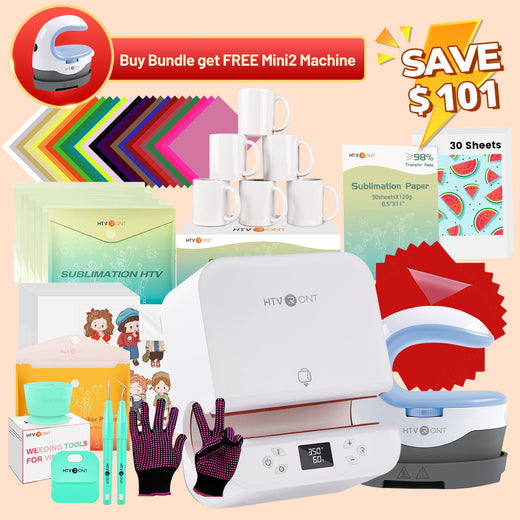 [Buy Bundle get FREE Mini2 Machine]Auto Tumbler Heat Press Machine+Great Bundle(Sublimation Paper*30 +36pcs HTV+Sublimation  Mugs-11oz*6+Sublimation HTV*5+Permanent Vinyl*7+Sticker Paper*20+Weeding Tools*4≥$126)