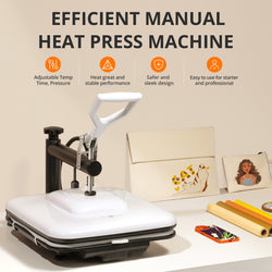 [Premium HTV Bundle] HTVRONT Manual Heat Press Machine 15" x 15" 110V + Premuim HTV Bundle Worth $174