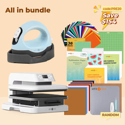 [All in bundle]HTVRONT Auto+Mini3 Heat Press Machine+advanced Bundle(Multicolor HTV*46+Sumblimation Paper*25+Transfer paper*10+PTFE Teflon Sheet+Heat Press Mat+Cutting Mat+Weeding Tools≥83＄)